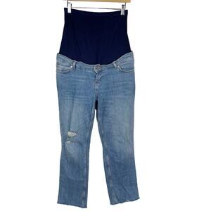 ASOS Design Maternity US 4 Over The Belly Jeans Slim Straight Leg Ripped Knee